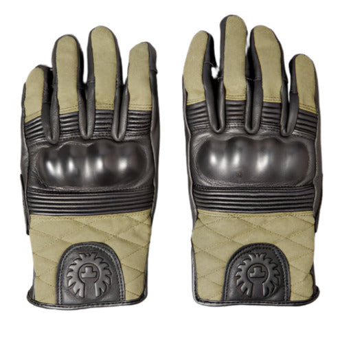 Belstaff Hampstead Leather / Textile Gloves Black / Forest Green - ThrottleChimp