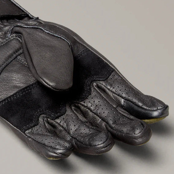 Belstaff Hampstead Leather / Textile Gloves Black / Forest Green (Image 6) - ThrottleChimp