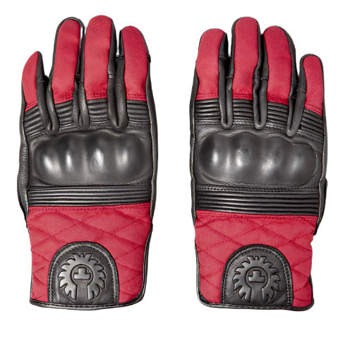 Belstaff Hampstead Leather Gloves Black / Red - ThrottleChimp