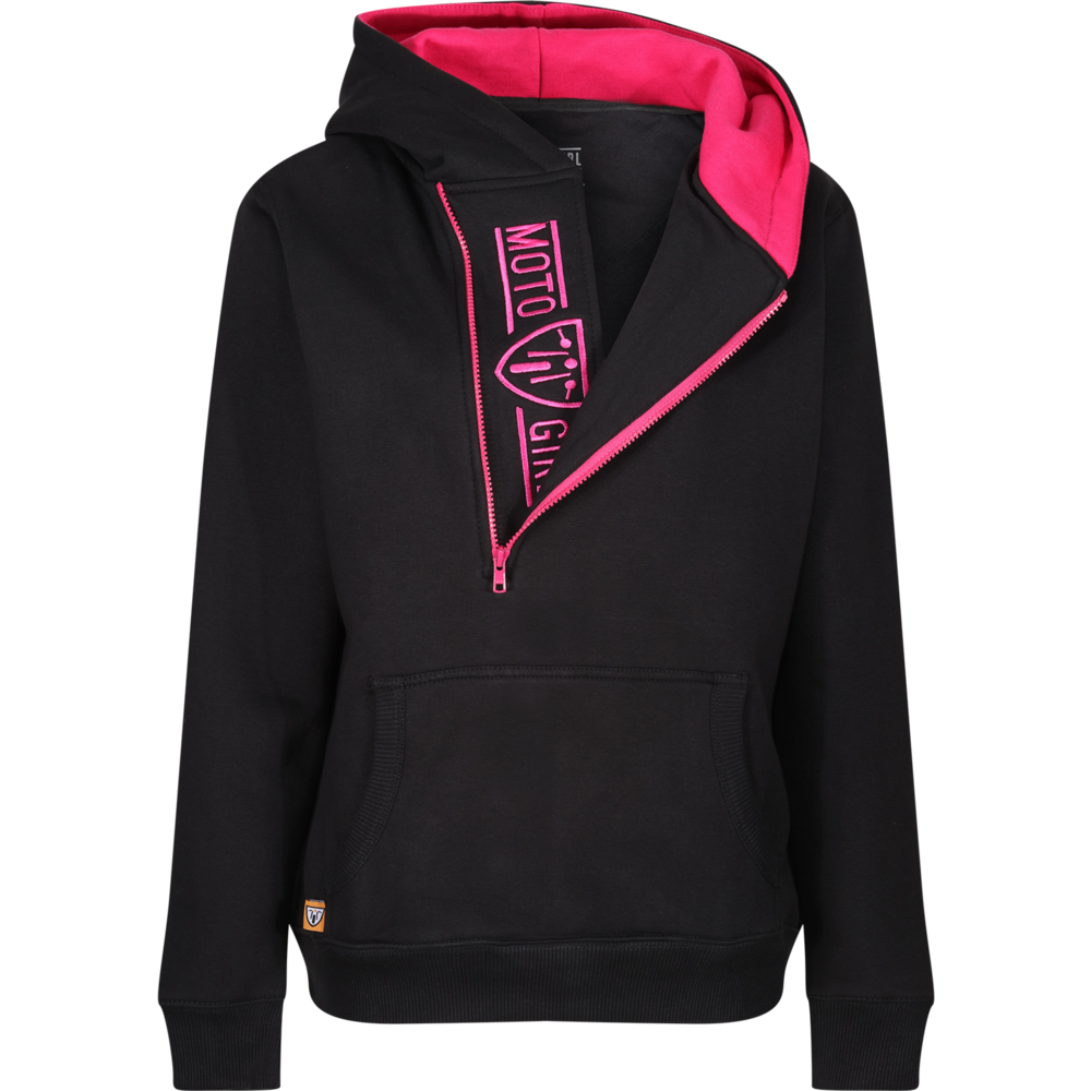 MotoGirl Helmet Ladies Hoodie Pink / Black - ThrottleChimp