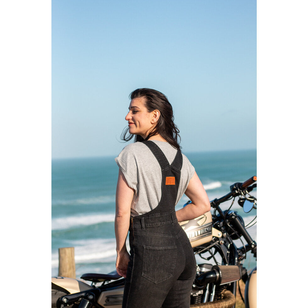 MotoGirl Daisy Ladies Dungaree Black (Image 5) - ThrottleChimp