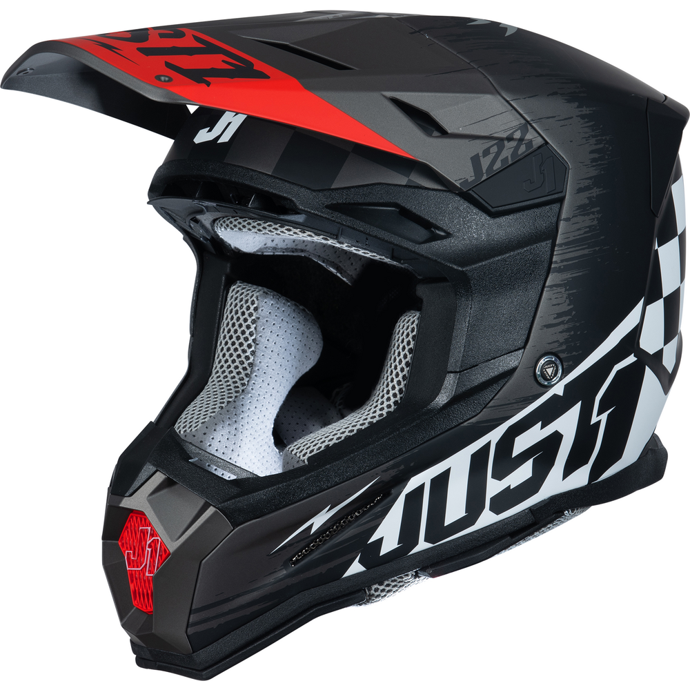 Just1 J22 Motocross Helmet Flagman Red / Titanium / Black - ThrottleChimp