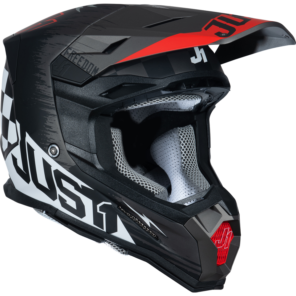 Just1 J22 Motocross Helmet Flagman Red / Titanium / Black (Image 2) - ThrottleChimp