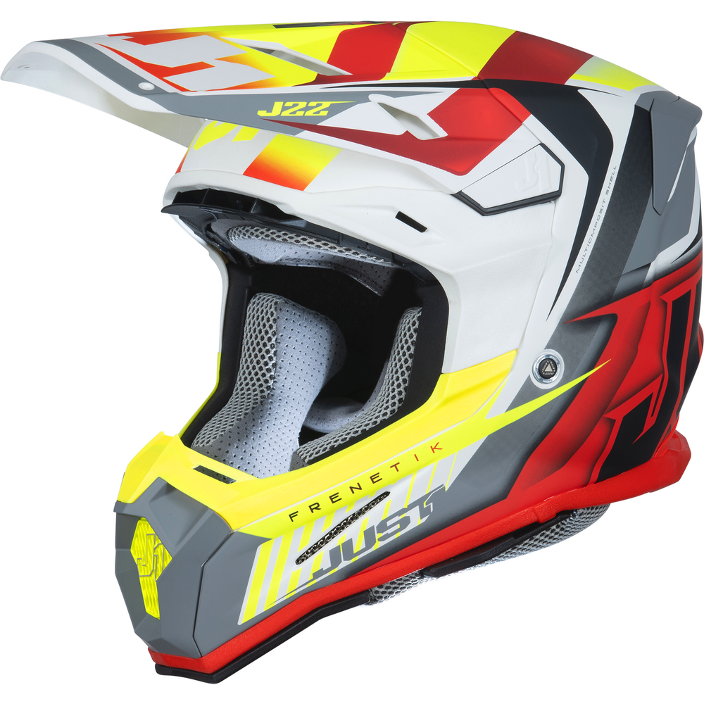 Just1 J22 Motocross Helmet Frenetik Fire Fluo Yellow / Red / White - ThrottleChimp