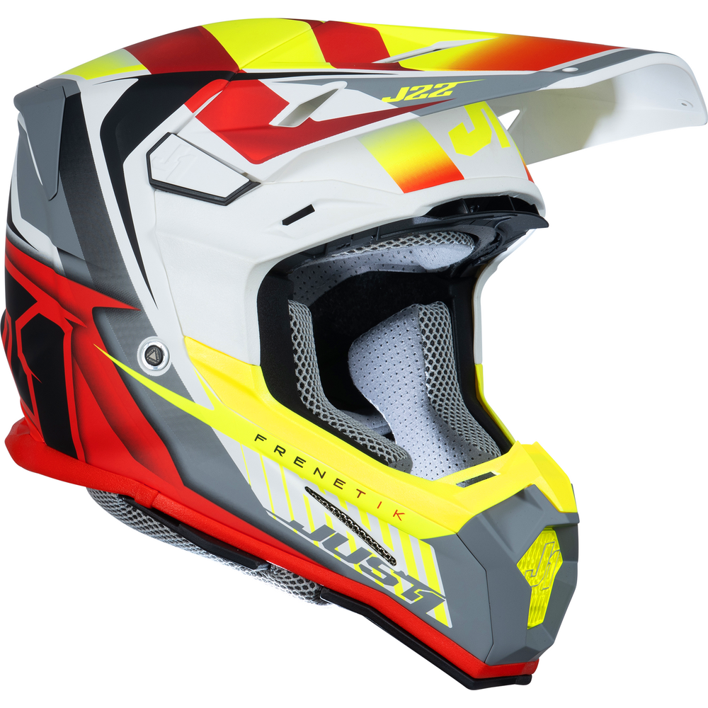 Just1 J22 Motocross Helmet Frenetik Fire Fluo Yellow / Red / White (Image 2) - ThrottleChimp