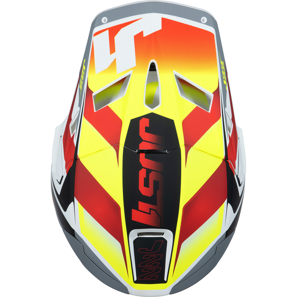 Just1 J22 Motocross Helmet Frenetik Fire Fluo Yellow / Red / White (Image 3) - ThrottleChimp