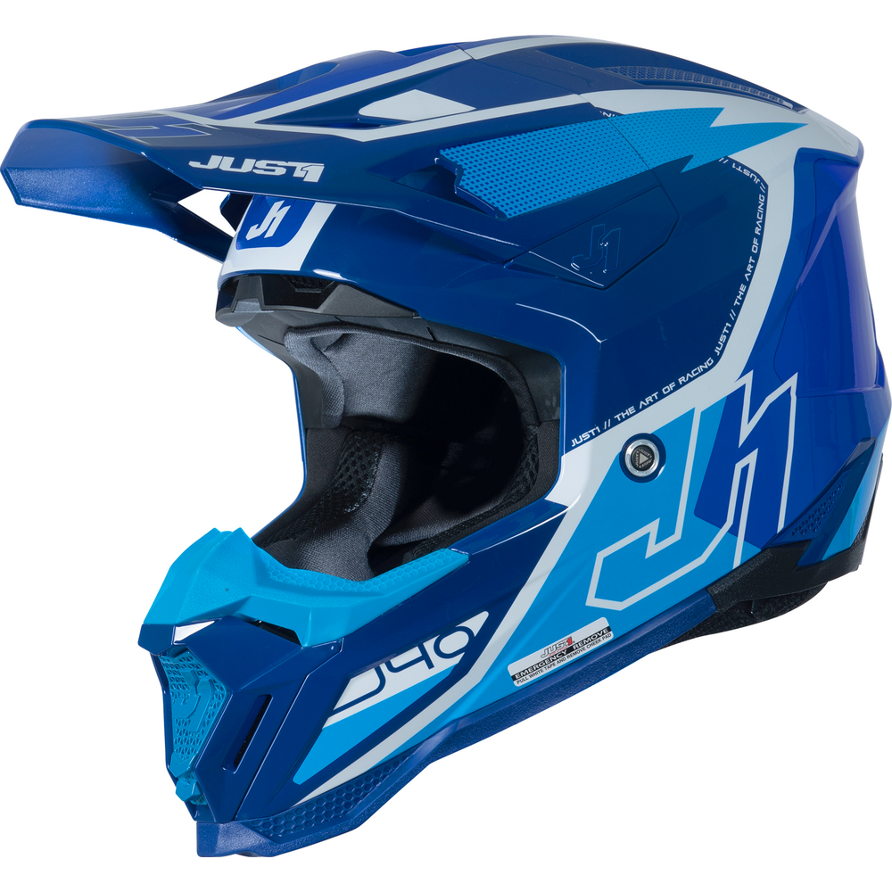 Just1 J40 Motocross Helmet Flash White / Blue - ThrottleChimp