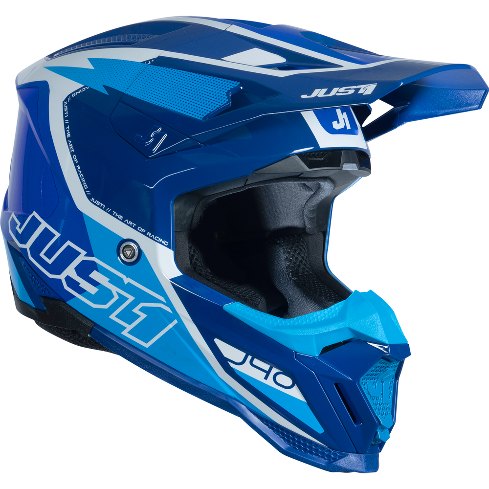 Just1 J40 Motocross Helmet Flash White / Blue (Image 2) - ThrottleChimp