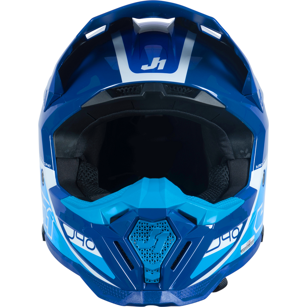 Just1 J40 Motocross Helmet Flash White / Blue (Image 3) - ThrottleChimp