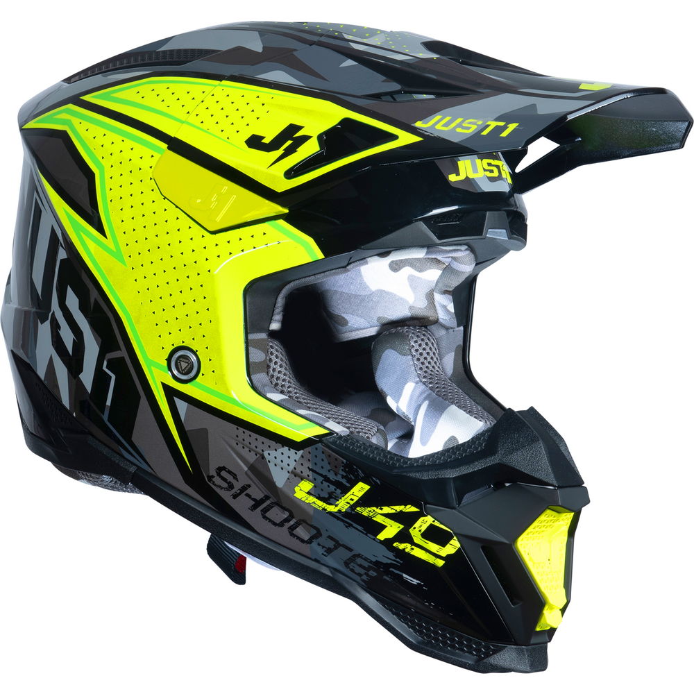 Just1 J40 Motocross Helmet Shooter Camo / Fluo Yellow / Black (Image 2) - ThrottleChimp