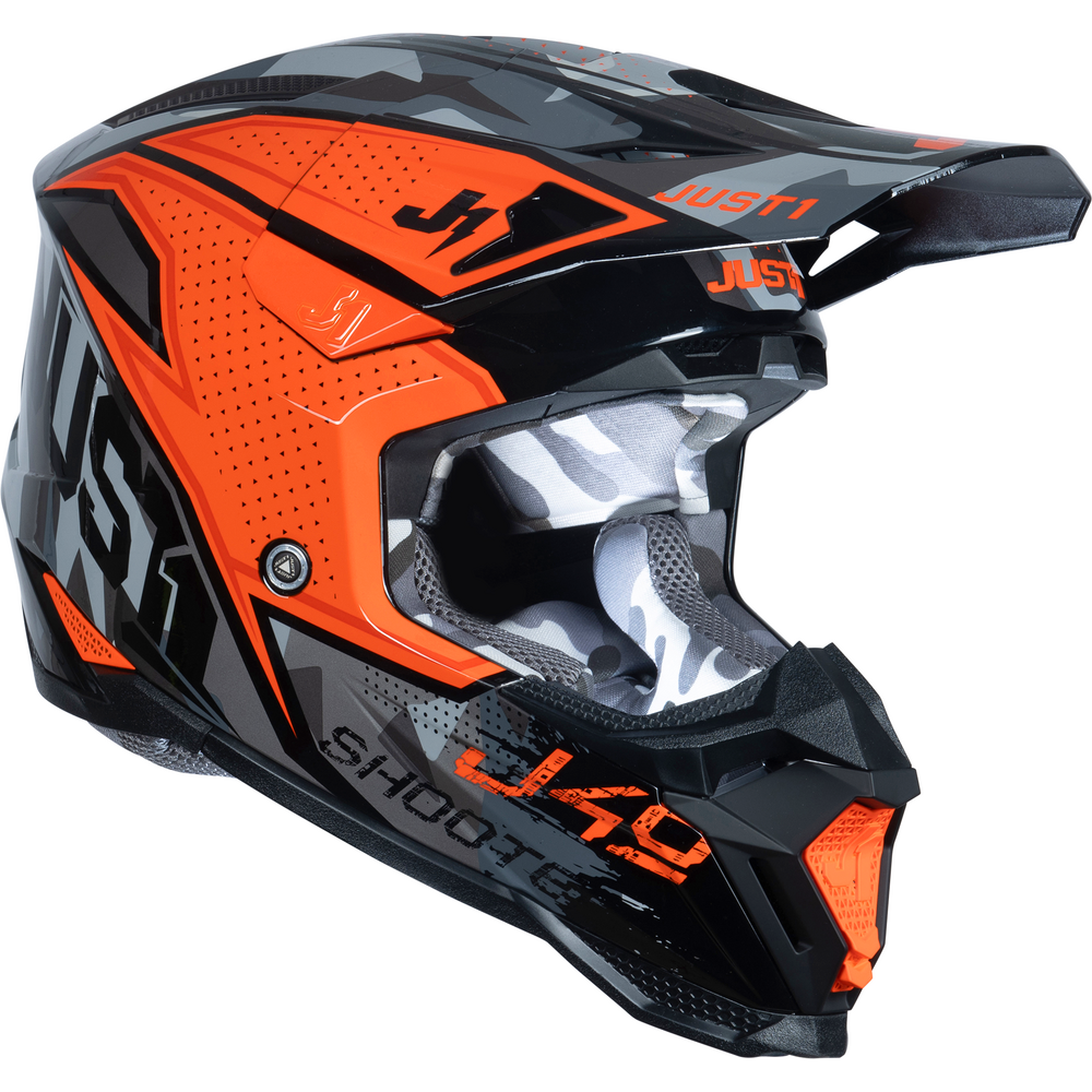 Just1 J40 Motocross Helmet Shooter Camo / Orange / Black (Image 2) - ThrottleChimp