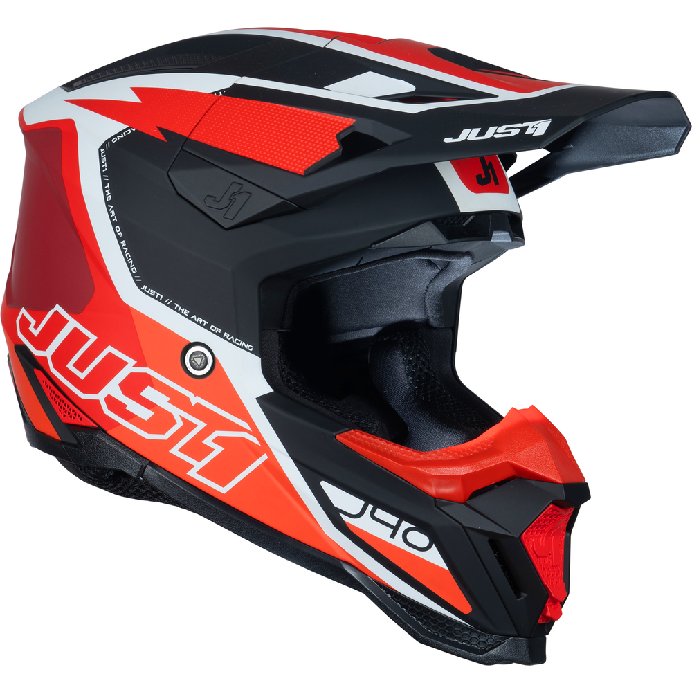 Just1 J40 Motocross Helmet Flash Red / White / Black (Image 2) - ThrottleChimp