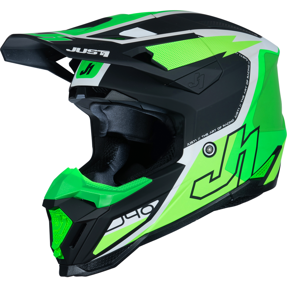 Just1 J40 Motocross Helmet Flash Fluo Green / White / Black - ThrottleChimp