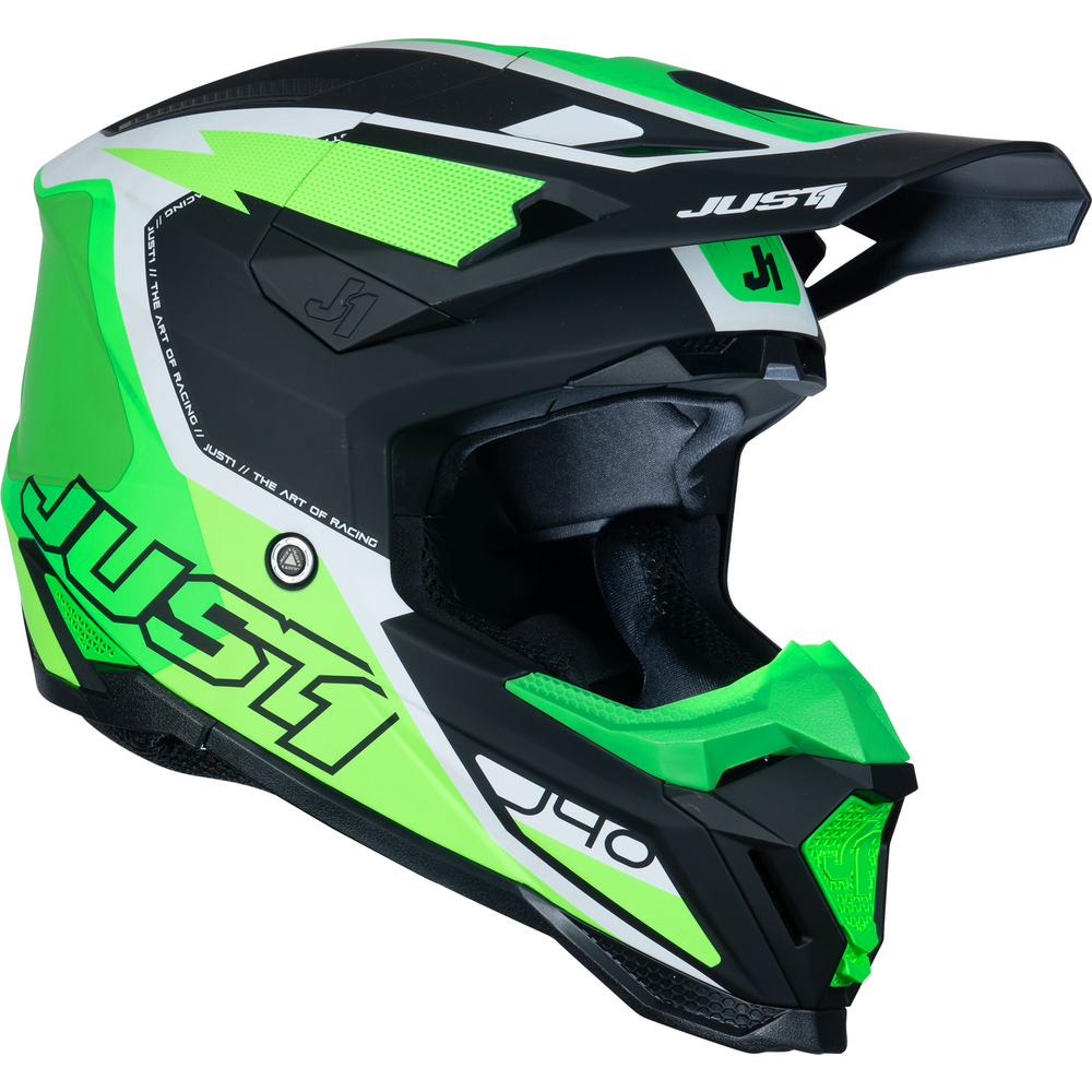 Just1 J40 Motocross Helmet Flash Fluo Green / White / Black (Image 2) - ThrottleChimp