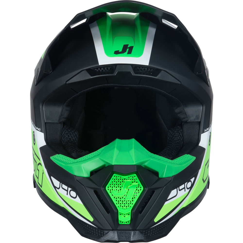 Just1 J40 Motocross Helmet Flash Fluo Green / White / Black (Image 3) - ThrottleChimp