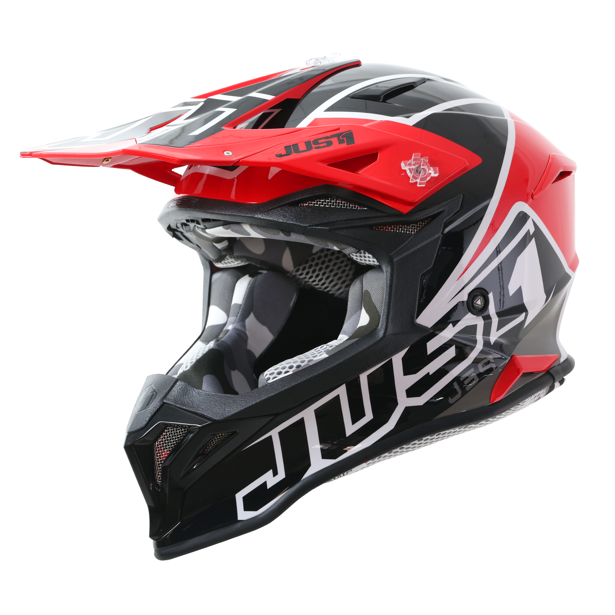 Just1 J39 Motocross Helmet Thruster Gloss Black / Red / White FREE 1 YEAR Returns, FREE UK Delivery | ThrottleChimp