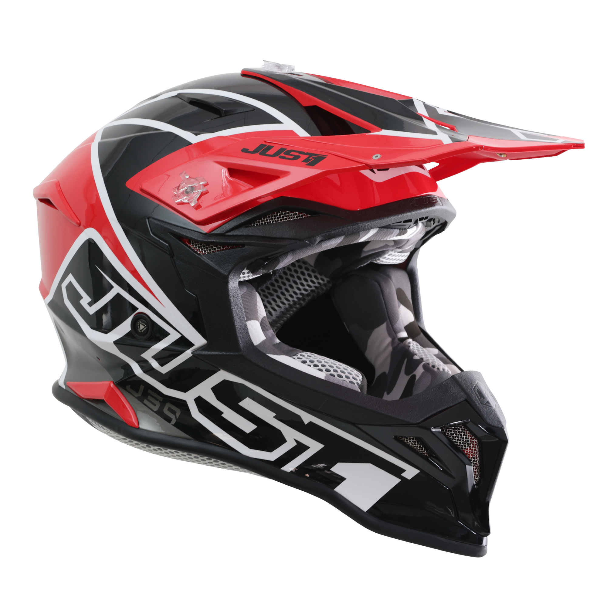 Just1 J39 Motocross Helmet Thruster Gloss Black / Red / White FREE 1 YEAR Returns, FREE UK Delivery | ThrottleChimp