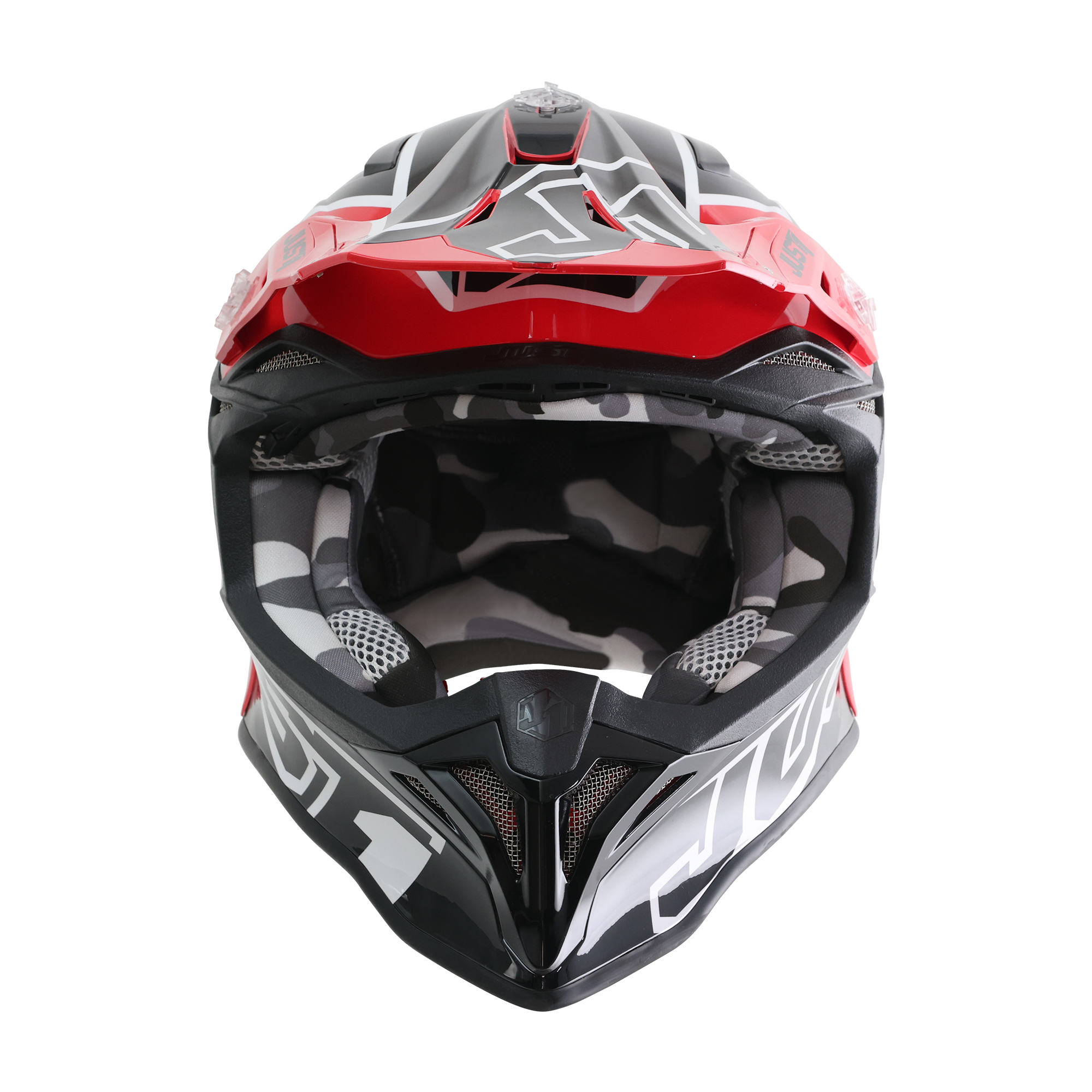 Just1 J39 Motocross Helmet Thruster Gloss Black / Red / White FREE 1 YEAR Returns, FREE UK Delivery | ThrottleChimp