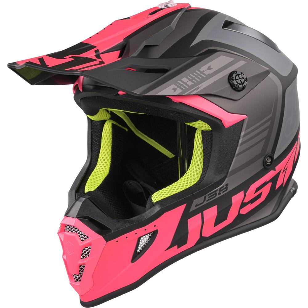 Just1 J38 MX Helmet Blade Matt Fluo Fuchsia / Black (Image 2) - ThrottleChimp