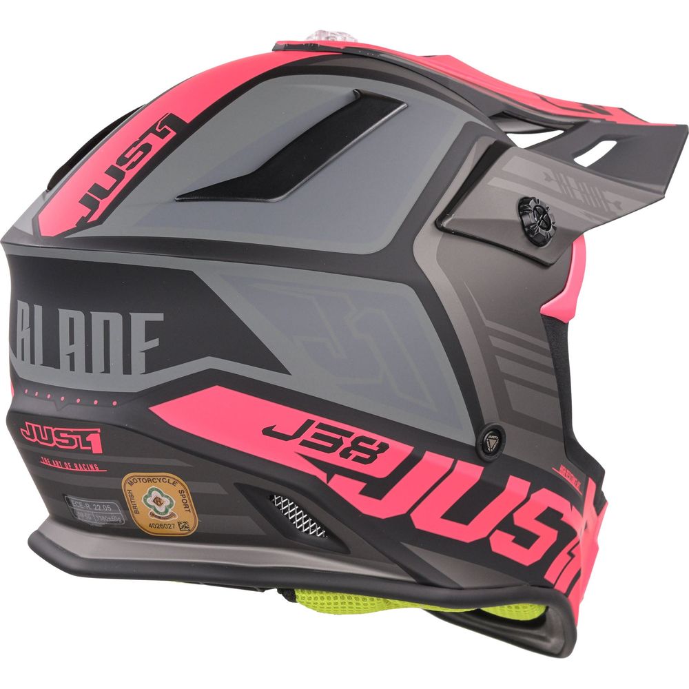 Just1 J38 MX Helmet Blade Matt Fluo Fuchsia / Black (Image 6) - ThrottleChimp