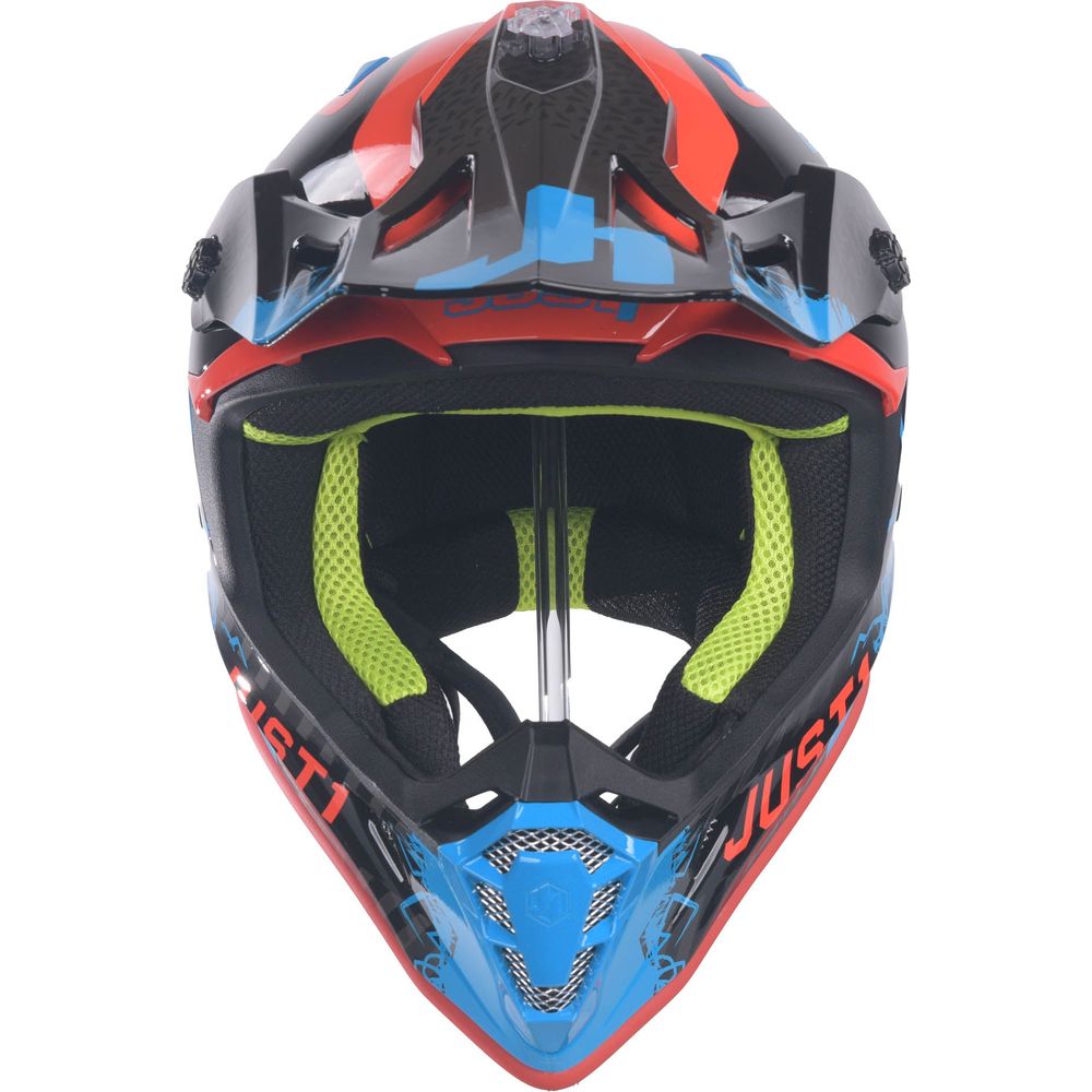 Just1 J38 MX Helmet Mask Blue / Red / Gloss Black - ThrottleChimp