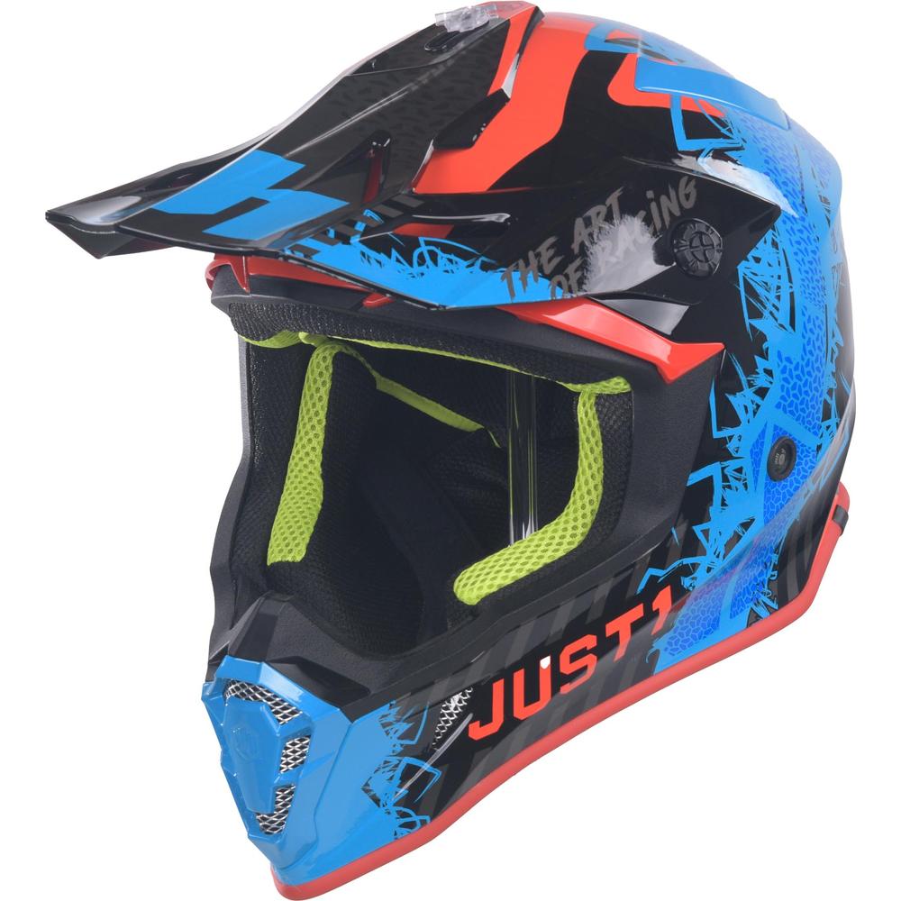 Just1 J38 MX Helmet Mask Blue / Red / Gloss Black (Image 2) - ThrottleChimp