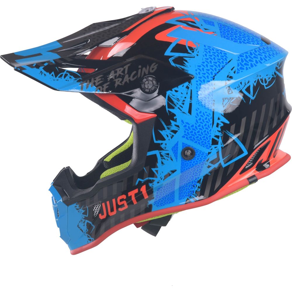 Just1 J38 MX Helmet Mask Blue / Red / Gloss Black (Image 3) - ThrottleChimp