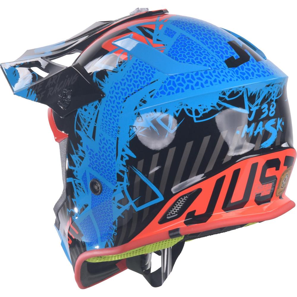 Just1 J38 MX Helmet Mask Blue / Red / Gloss Black (Image 4) - ThrottleChimp