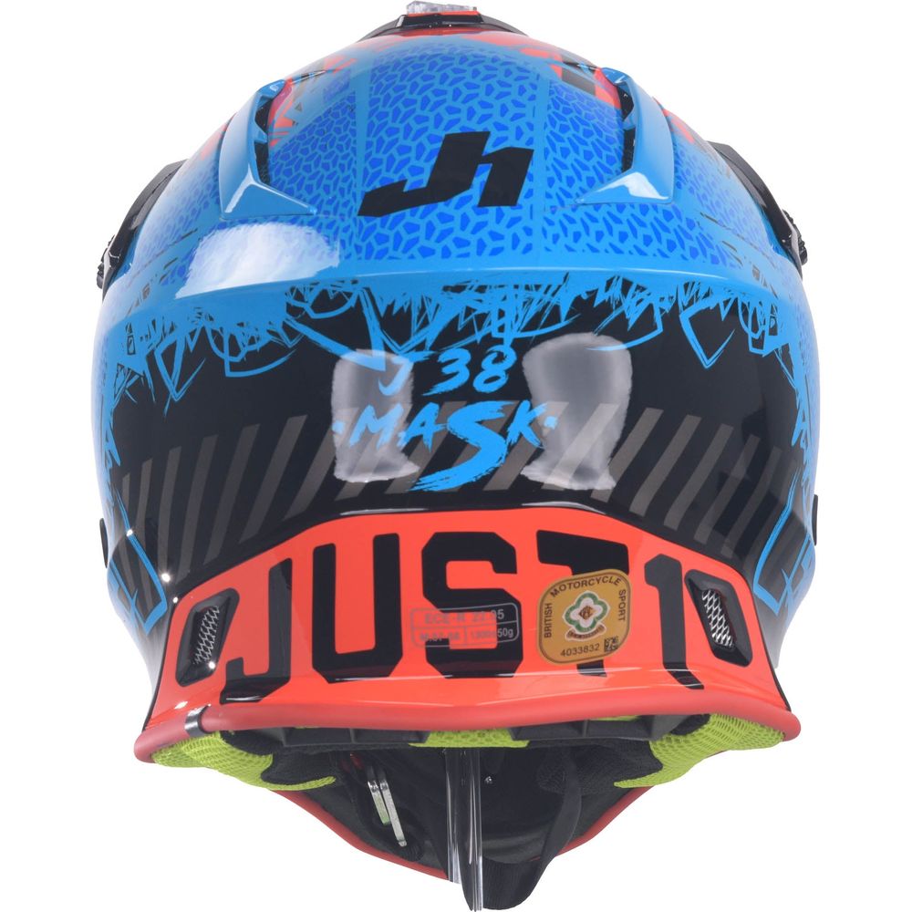 Just1 J38 MX Helmet Mask Blue / Red / Gloss Black (Image 5) - ThrottleChimp