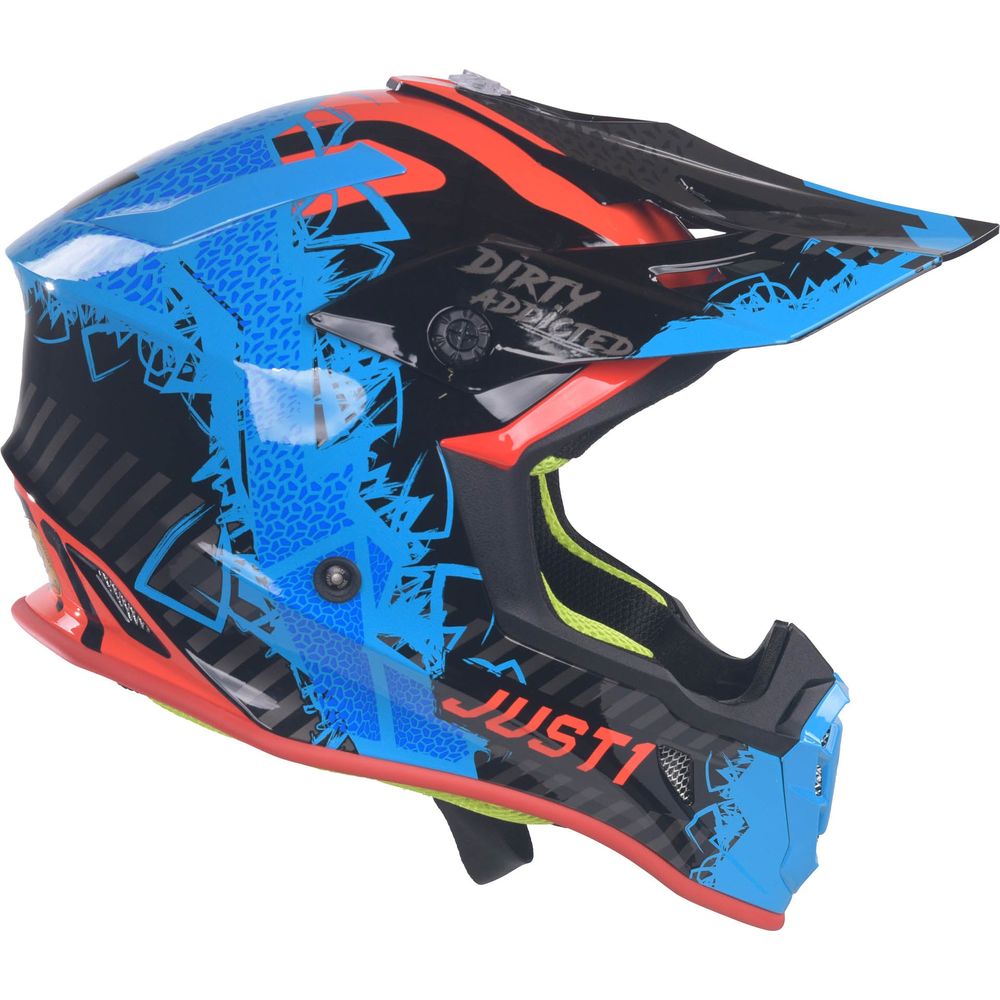 Just1 J38 MX Helmet Mask Blue / Red / Gloss Black (Image 7) - ThrottleChimp