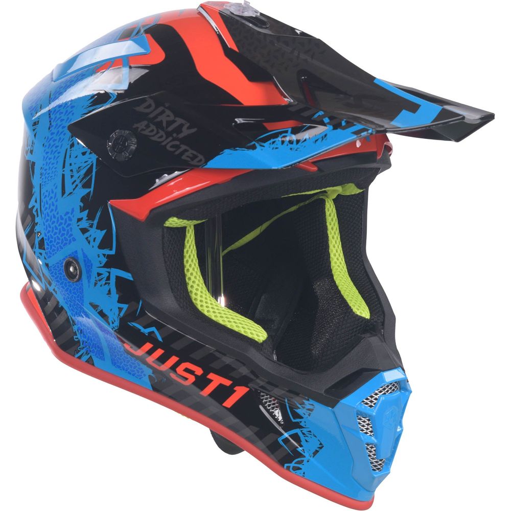 Just1 J38 MX Helmet Mask Blue / Red / Gloss Black (Image 8) - ThrottleChimp