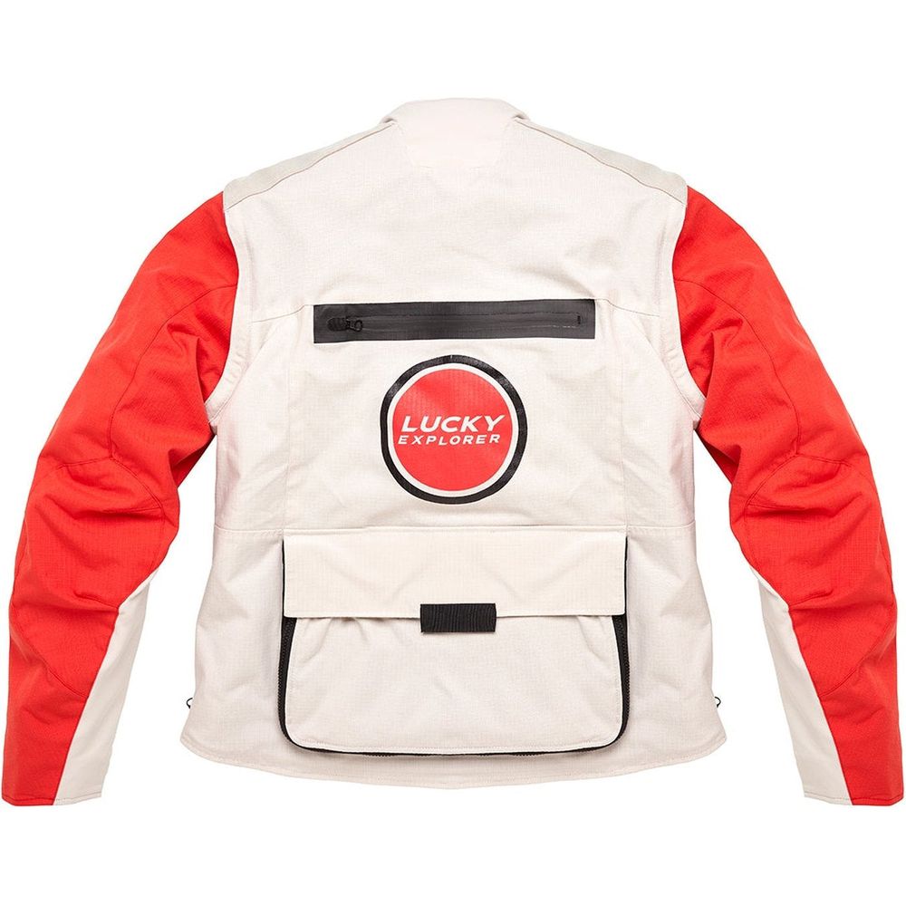 Fuel Endurage Textile Jacket Lucky Explorer White / Red FREE 1 YEAR Returns, FREE UK Delivery | ThrottleChimp