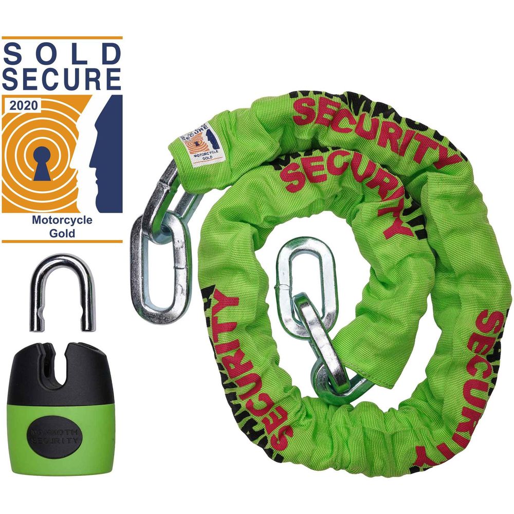 Mammoth Security Sold Secure Gold Approved 12mm X 1.2 M Square Chain With Shackle Lock - ThrottleChimp