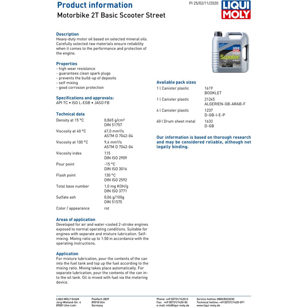 Liqui Moly 2 Stroke Mineral Basic Scooter Oil (Image 2) - ThrottleChimp