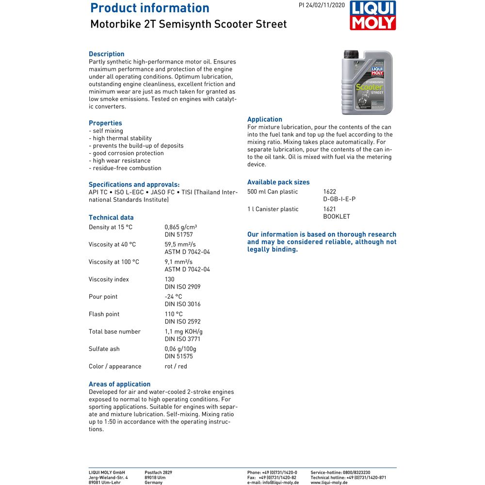 Liqui Moly 2 Stroke Semi Synthetic Scooter Street Oil (Image 2) - ThrottleChimp