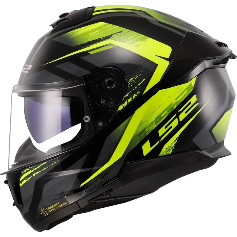 LS2 FF808 Stream 2 ECE 22.06 Full Face Helmet Fury Black / Hi-Viz Yellow