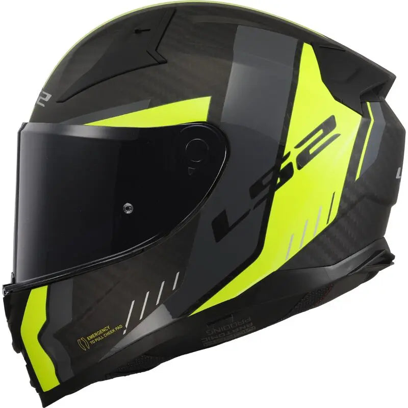 LS2 FF811 Vector 2 Carbon ECE 22.06 Full Face Helmet Grid Matt Hi-Viz Yellow