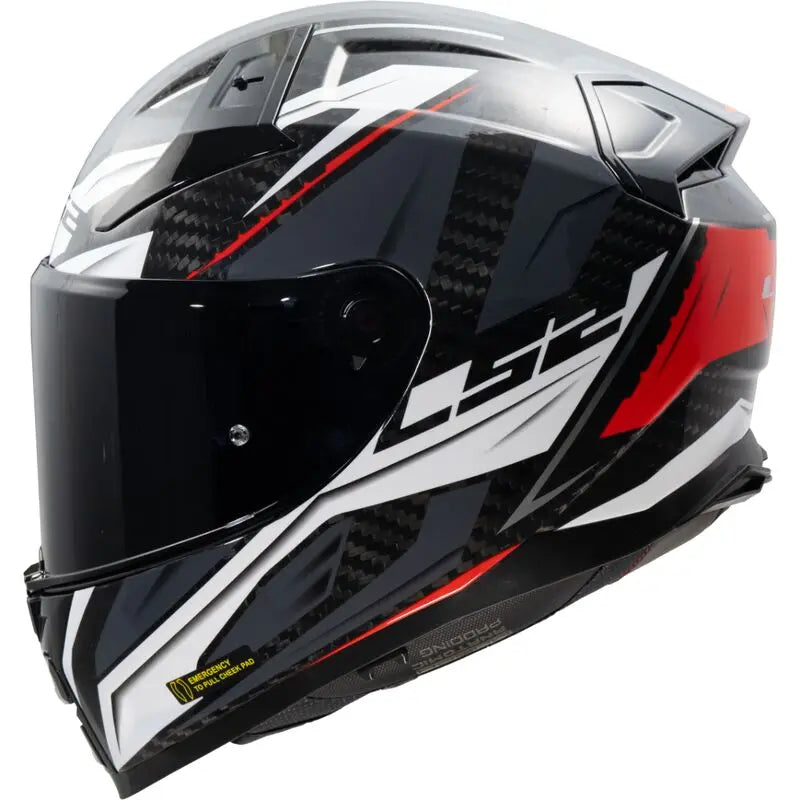 LS2 FF811 Vector 2 Carbon Full Face Helmet Savage White / Red / Grey