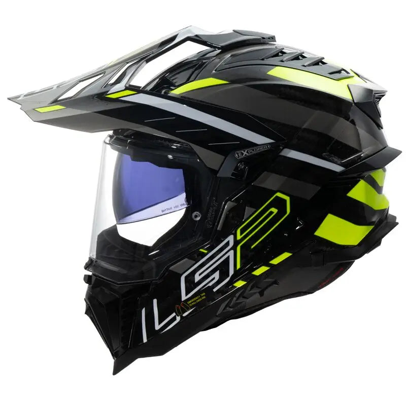 LS2 MX701 Explorer Carbon ECE 22.06 Adventure Helmet Edge Gloss Black / Hi-Viz Yellow