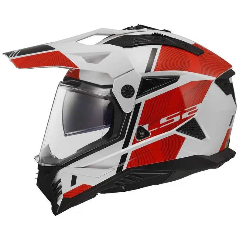 LS2 MX702 Pioneer 2 ECE 22.06 Adventure Helmet Hill White / Red