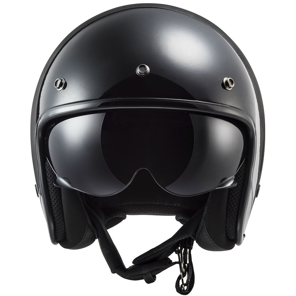 LS2 OF601 Bob 2 ECE 22.06 Open Face Helmet Lines Black Jeans (Image 3) - ThrottleChimp