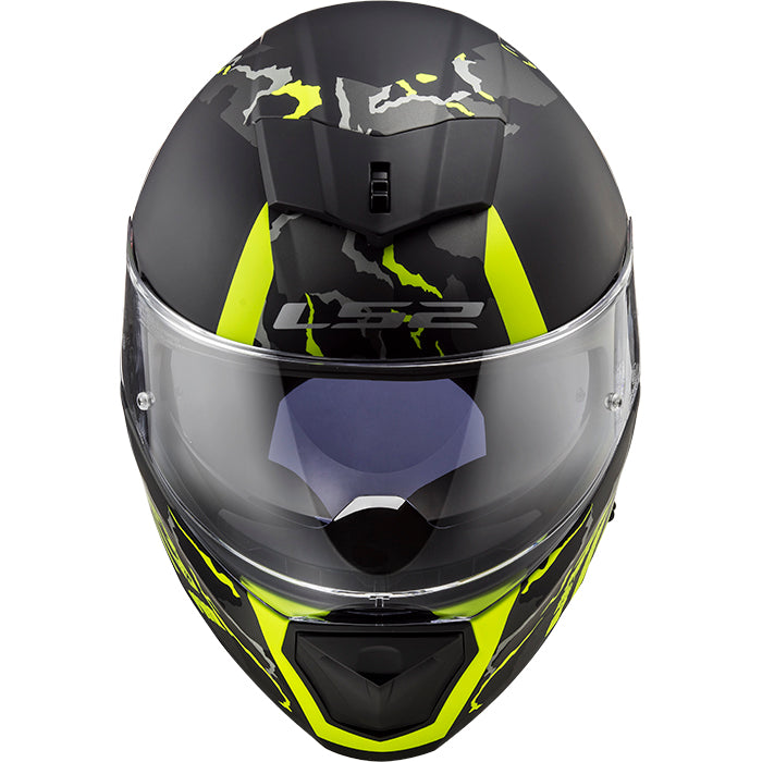 LS2 FF390 Breaker Feline Full Face Helmet Matt Black / Hi-Viz Yellow (Image 2) - ThrottleChimp