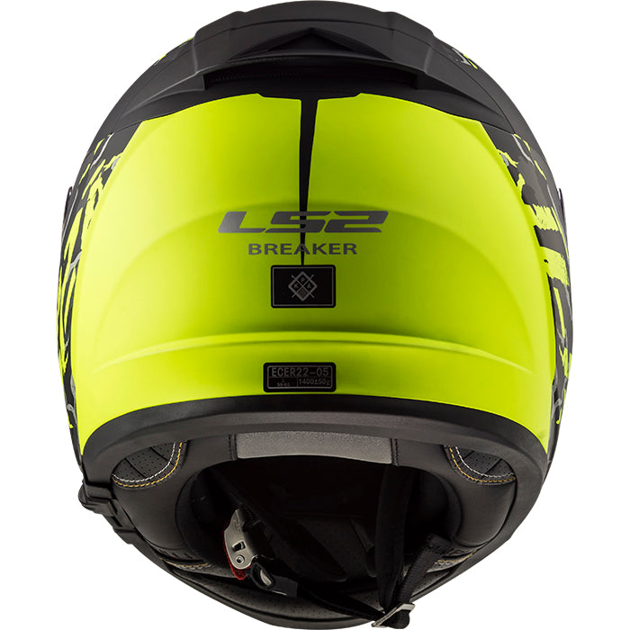 LS2 FF390 Breaker Feline Full Face Helmet Matt Black / Hi-Viz Yellow (Image 4) - ThrottleChimp