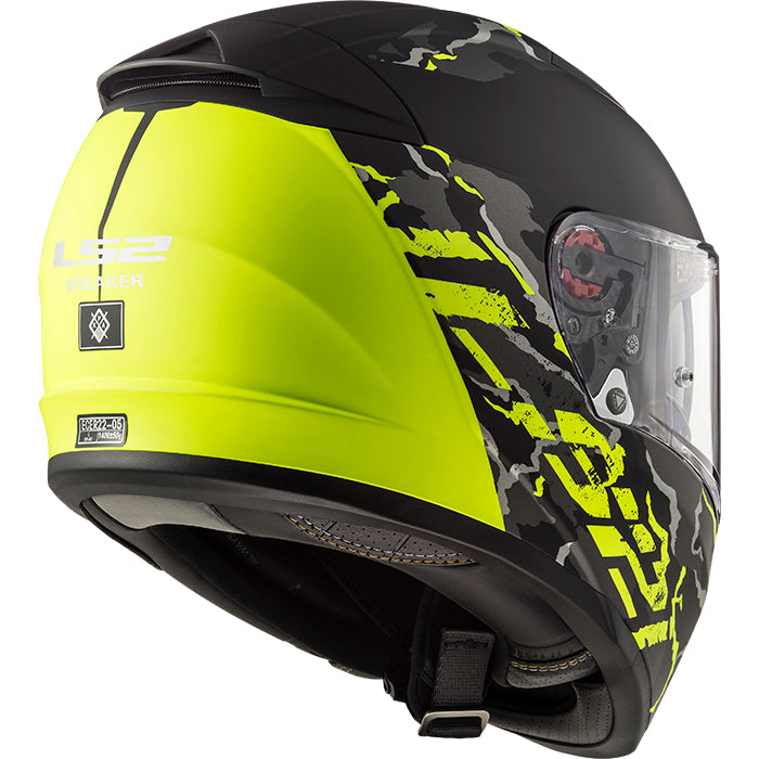 LS2 FF390 Breaker Feline Full Face Helmet Matt Black / Hi-Viz Yellow (Image 3) - ThrottleChimp