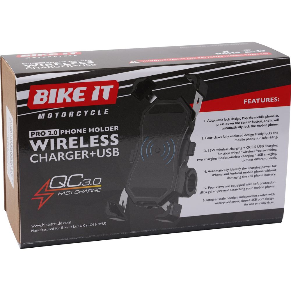 Bike It Pro2 Wireless Phone Charger Cradle With USB (Image 5) - ThrottleChimp