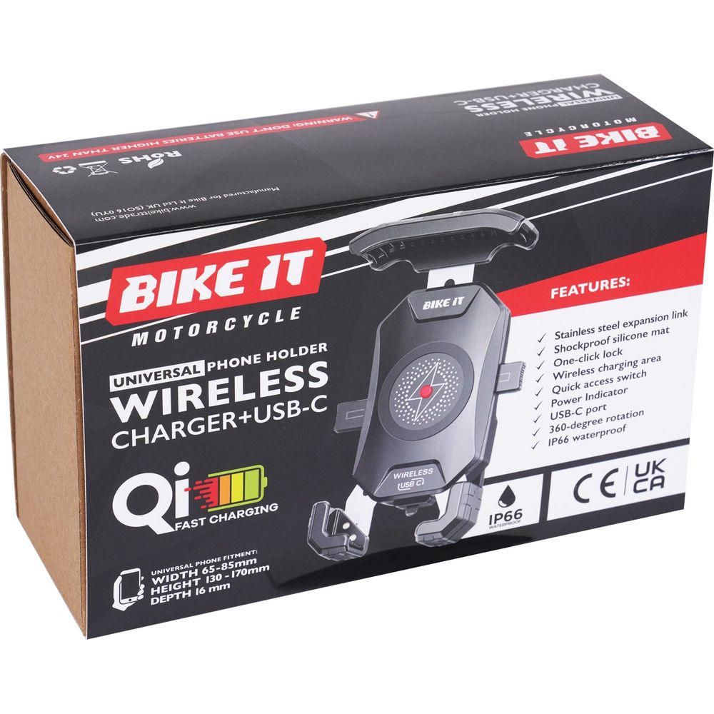 Bike It Universal Phone Holder Wireless Qi Charger + USB-C (Image 6) - ThrottleChimp