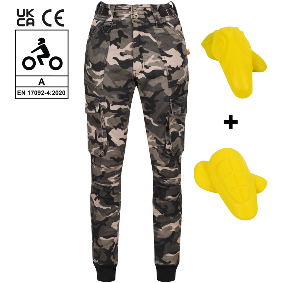 MotoGirl Lara Ladies Cargo Trouser Camo FREE 1 YEAR Returns, FREE UK Delivery | ThrottleChimp