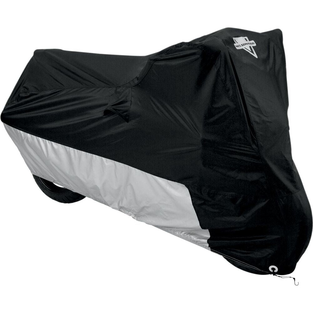 Nelson Rigg Deluxe All-Season Motorcycle Cover Black / Silver FREE 1 YEAR Returns, FREE UK Delivery | ThrottleChimp