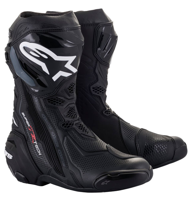 Alpinestars Supertech R Vented Long Boots Black FREE 1 YEAR Returns, FREE UK Delivery | ThrottleChimp