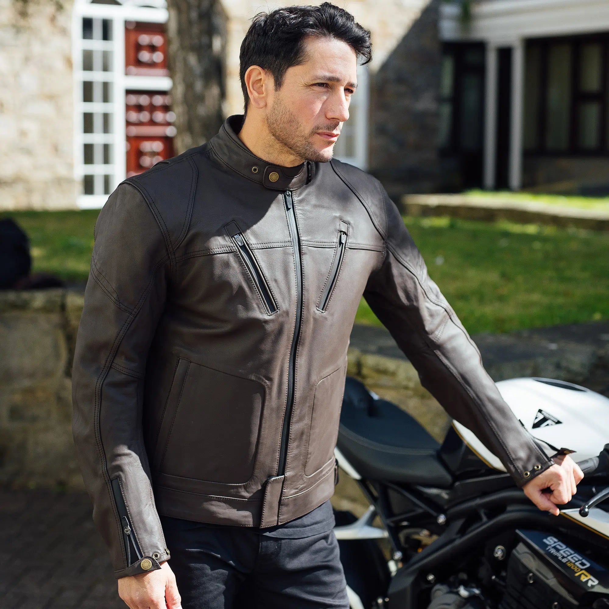 Merlin Gable 2 AAA D3O Waterproof Leather Jacket Brown FREE 1 YEAR Returns, FREE UK Delivery | ThrottleChimp